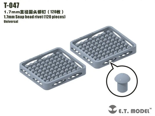 E.T. Model 1.7mm Snap head rivet (120 pieces) E.T. Model