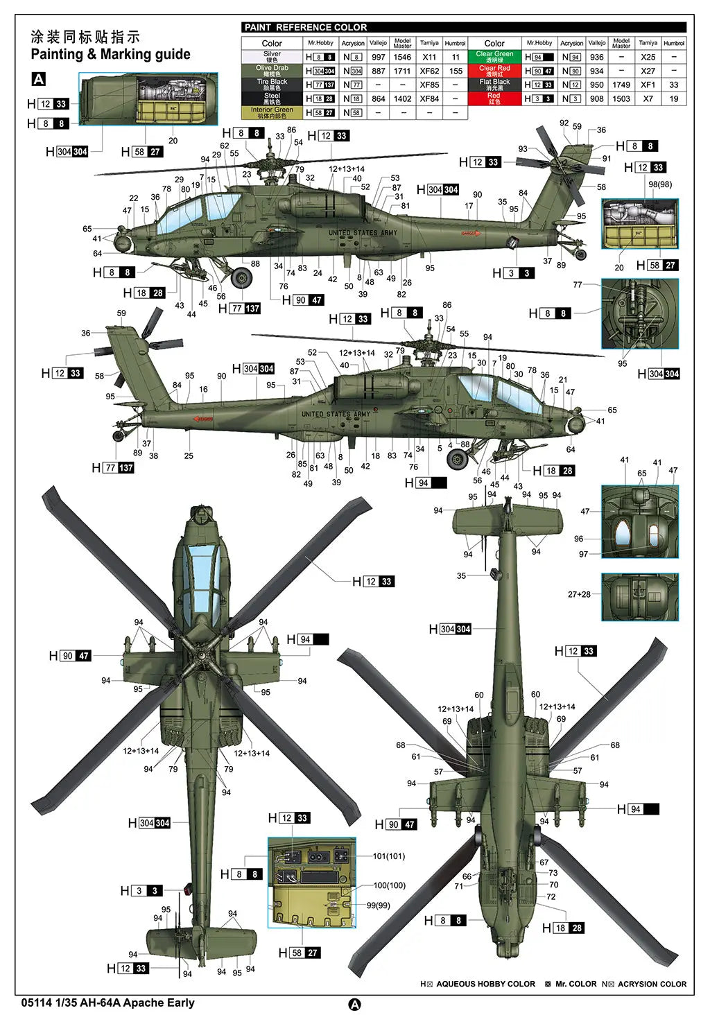 Trumpeter 1/35 AH-64A Apache Early Plastic Model Kit Trumpeter