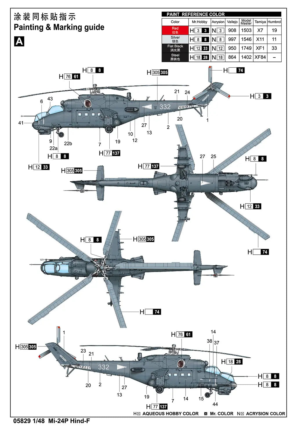 Trumpeter 1/48 Mi-24P Hind-F Plastic Model Kit Trumpeter