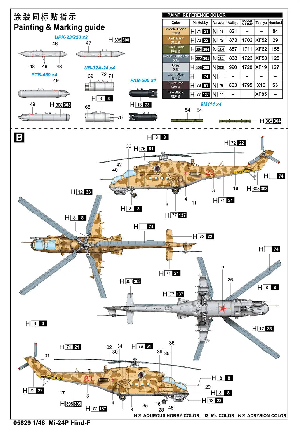 Trumpeter 1/48 Mi-24P Hind-F Plastic Model Kit Trumpeter