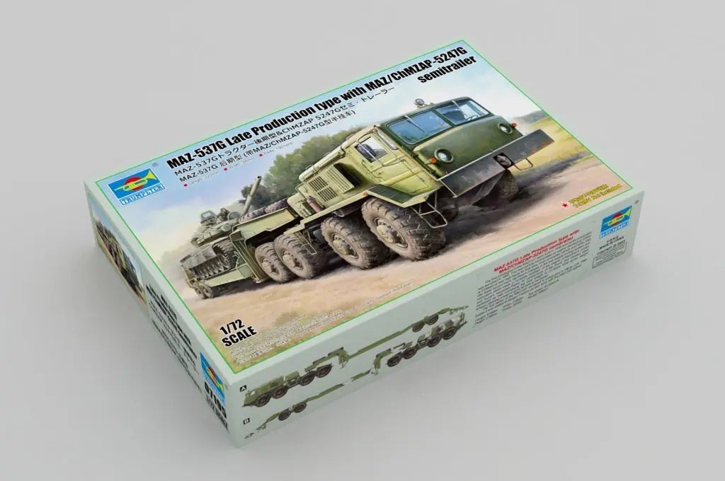 Trumpeter 1/72 MAZ-537G Late Production type with MAZ/ChMZAP-5247G semitrailer Plastic Model Kit Trumpeter