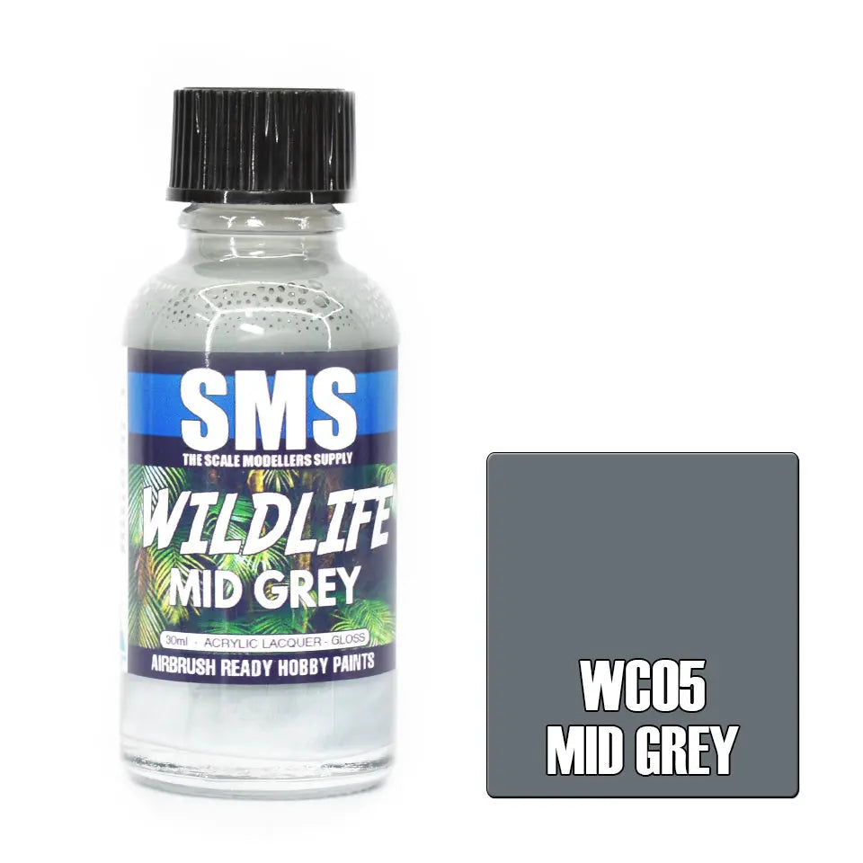 SMS Wildlife Colour MID GREY 30ml The Scale Modellers Supply