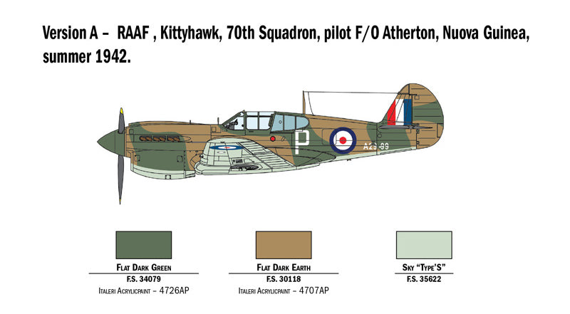 Italeri 1/48 P-40 E/K KITTYHAWK Plastic Model Kit Italeri