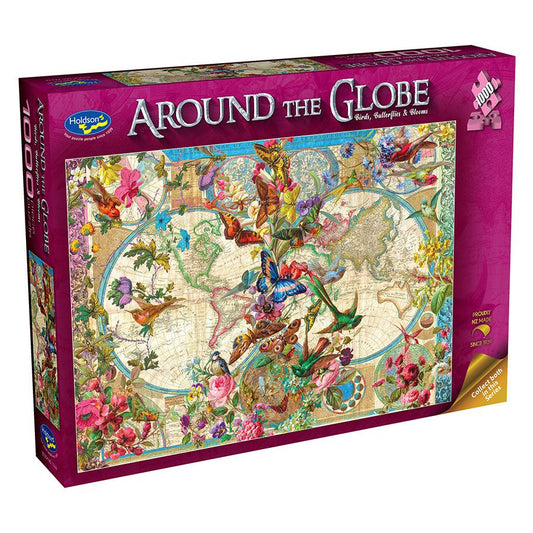 Holdson 1000 Piece Jigsaw Puzzle Around the Globe Birds, Butterflies & Blooms Holdson