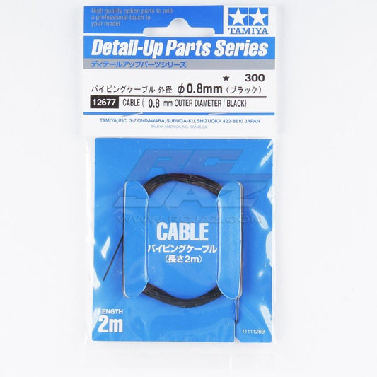 Tamiya #12677 Detail-Up Cable (Outer Dia 0.8MM/Black)