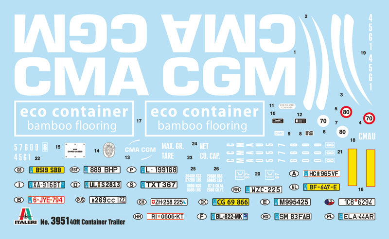 Italeri 1/24 40' CONTAINER TRAILER Plastic Model Kit Italeri