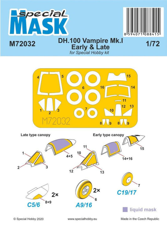 Special Hobby 1/72 DH.100 Vampire Mk.I Early & Late MASK Special Hobby