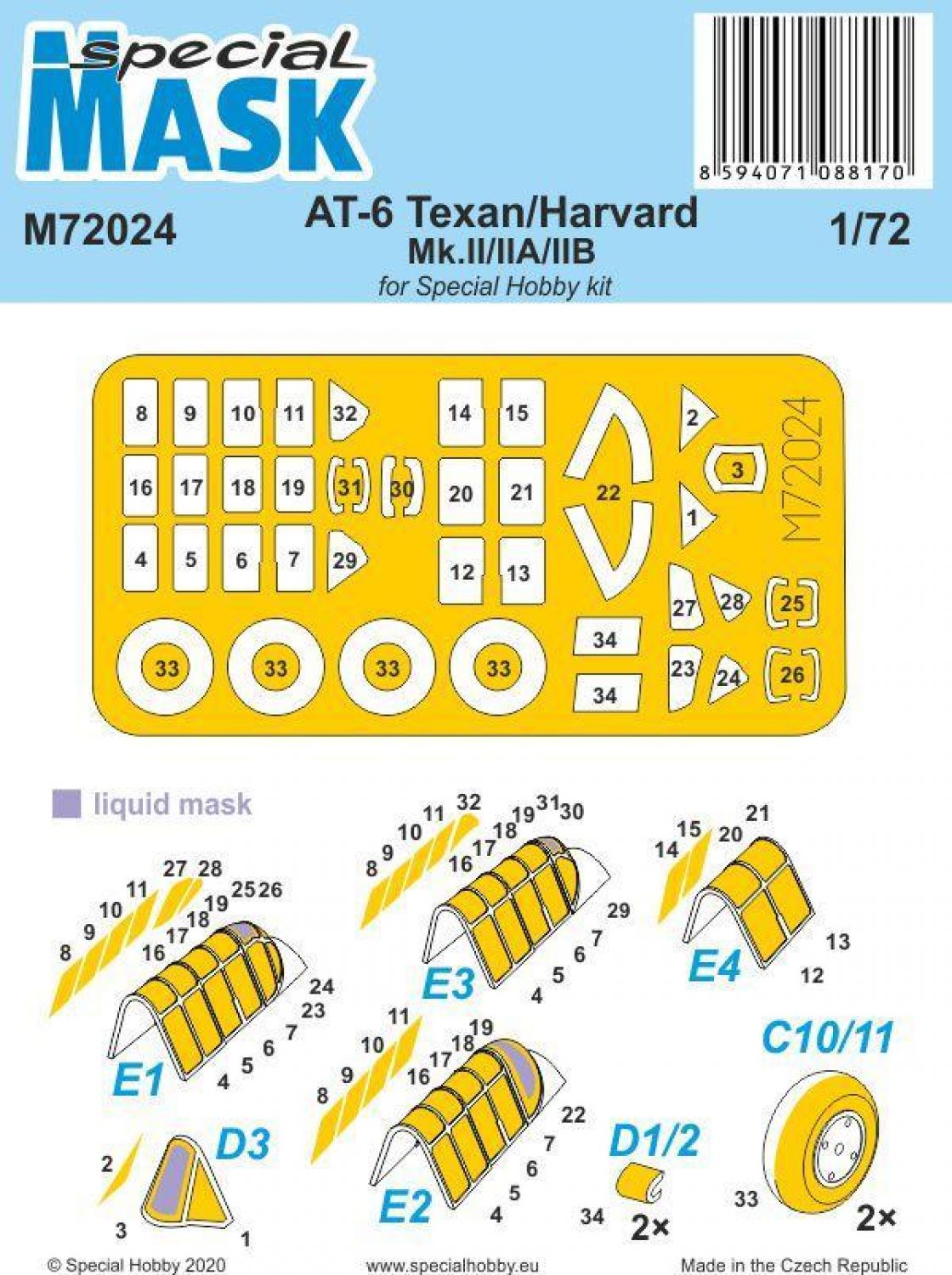 Special Hobby 1/72 AT-6 Texan/Harvard Mk.II/IIA/IIB Mask Special Hobby