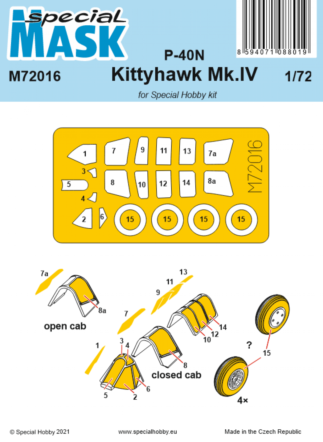 Special Hobby 1/72 P-40N/Kittyhawk Mk.IV Mask Special Hobby