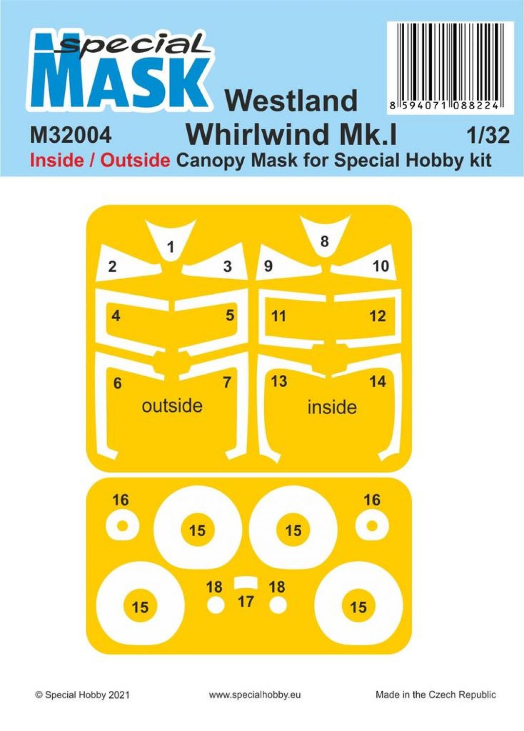 Special Hobby 1/32 Westland Whirlwind Mk.I Inside/Outside MASK Special Hobby