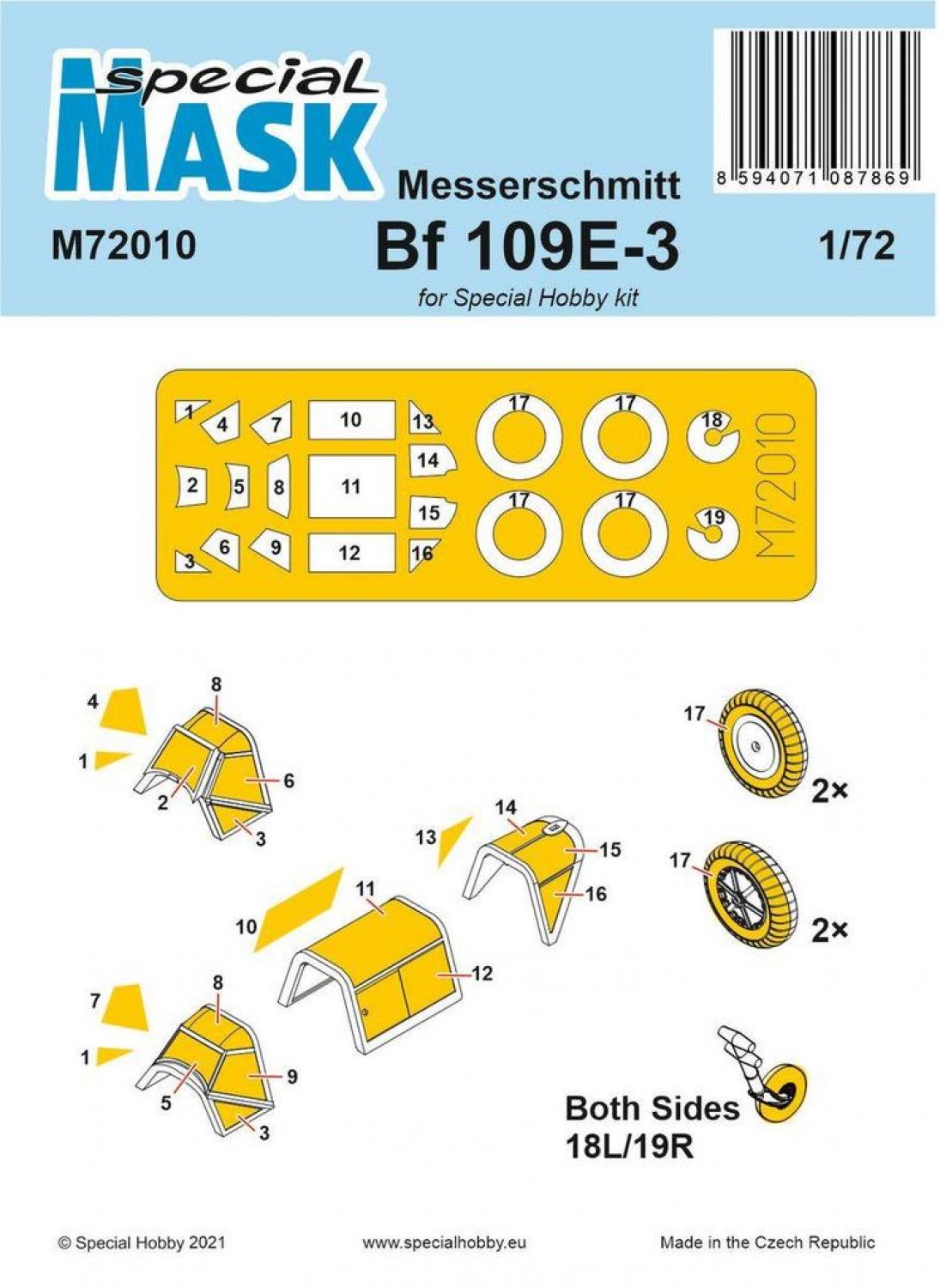 Special Hobby 1/72 Messerschmitt Bf 109E-1/3 Mask Special Hobby