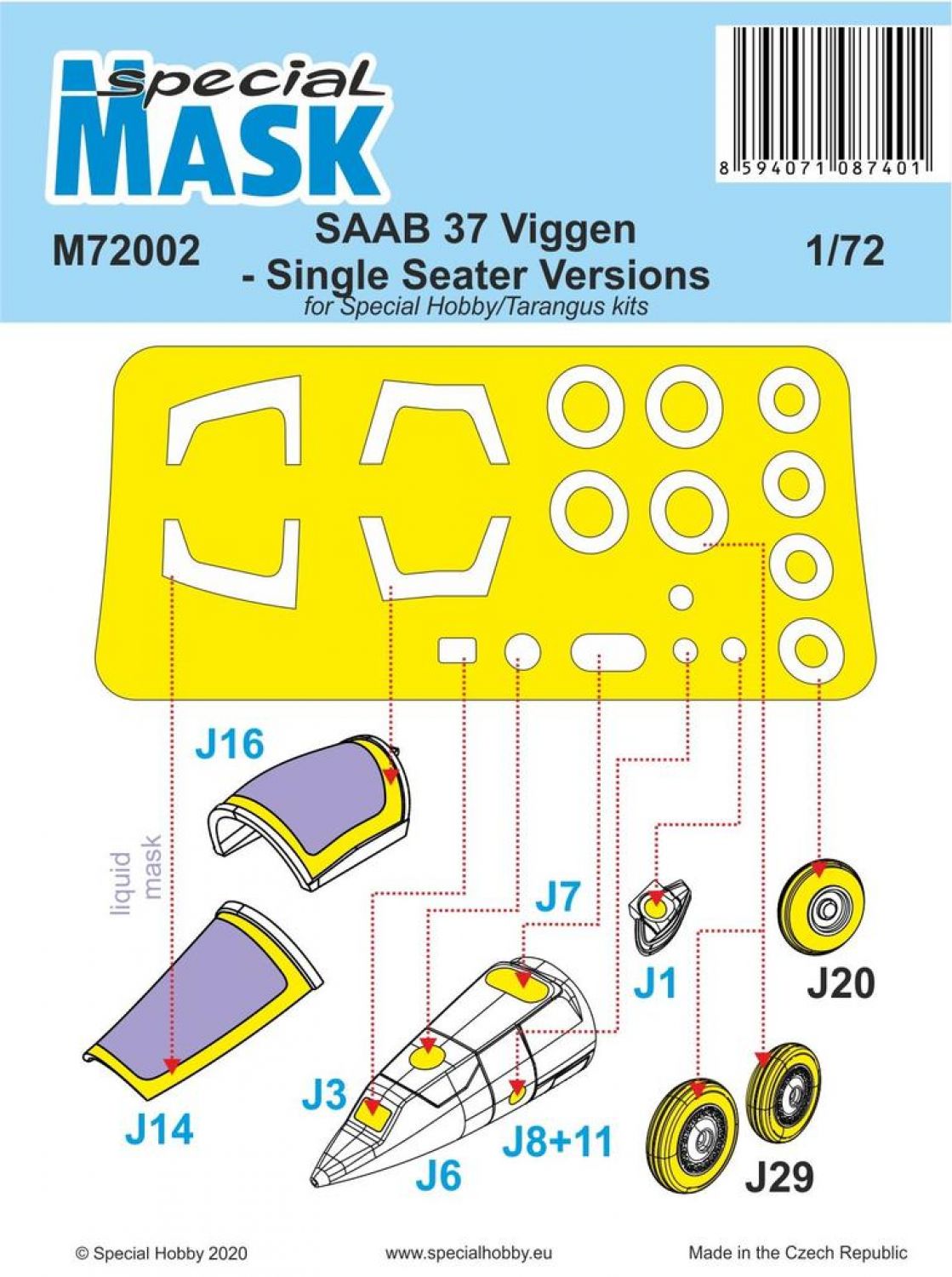 Special Hobby 1/72 SAAB 37 Viggen Single Seater Mask Special Hobby