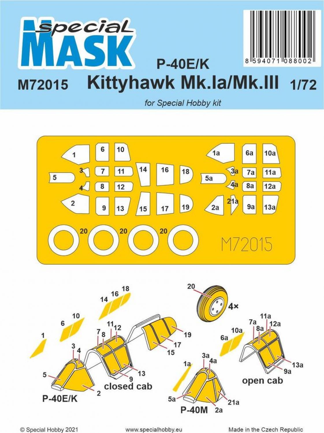 Special Hobby 1/72 P-40E/K/Kittyhawk Mk.Ia/Mk.III Mask Special Hobby
