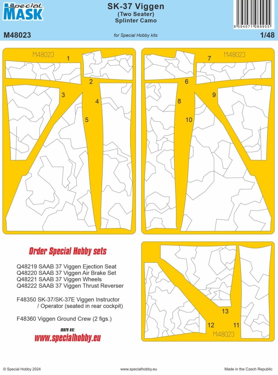 Special Hobby 1/48 SK-37 Viggen (Two Seater) Splinter Camo MASK Special Hobby