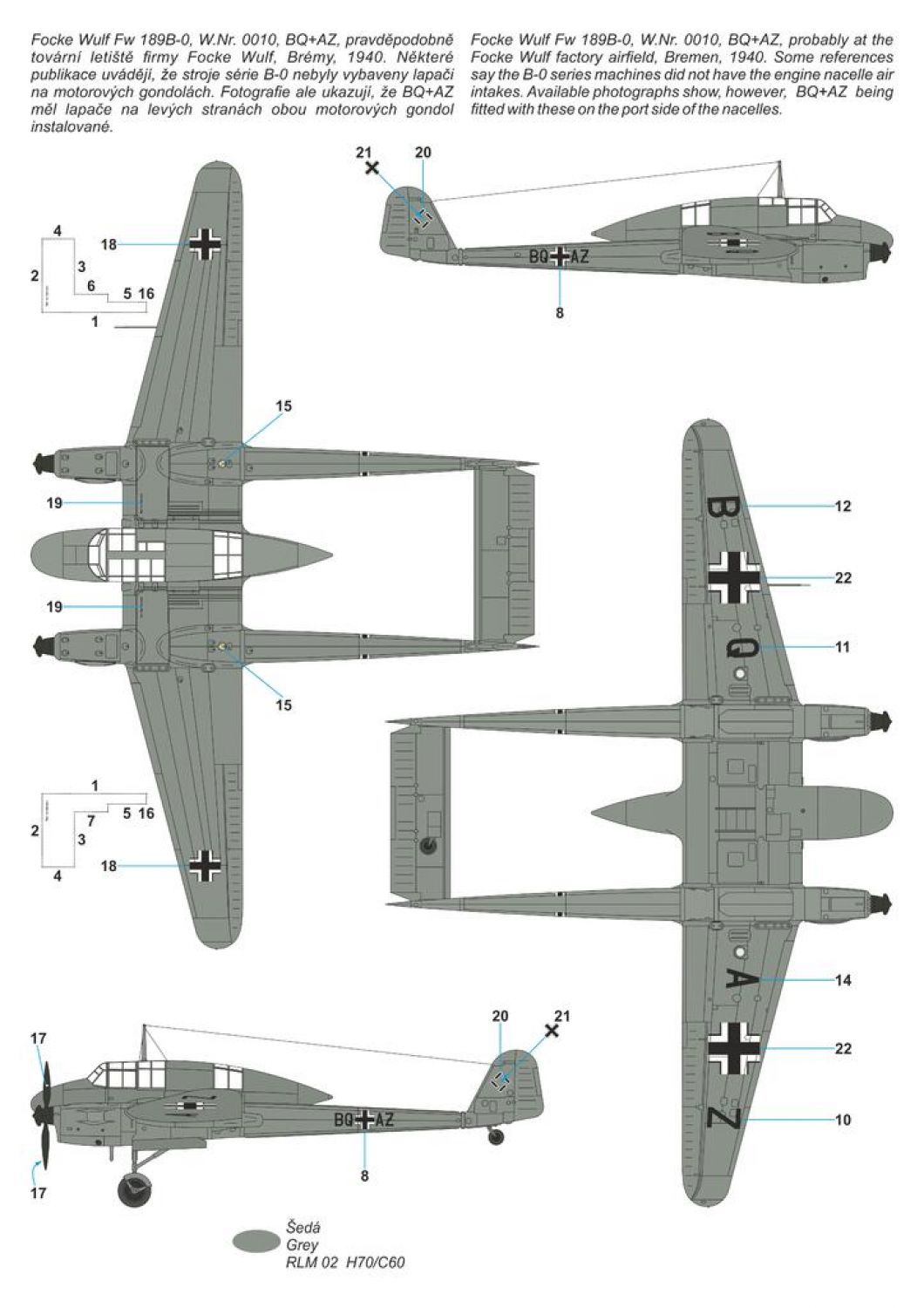Special Hobby 1/72 Focke Wulf Fw 189B-0/B-1 'Luftwaffe Trainer' Plastic Model Kit Special Hobby