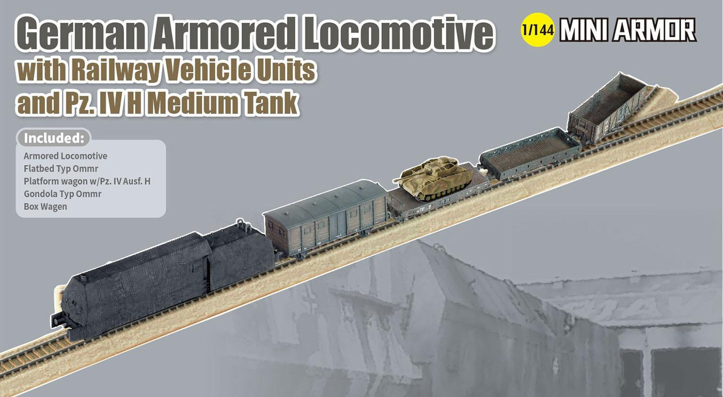 Dragon 1/144 German Armored Locomotive w/ Railway Vehicle Units Plastic Model Kit