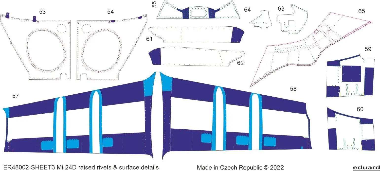 Eduard 1/48 Mi-24D positive rivets & surface details Eduard