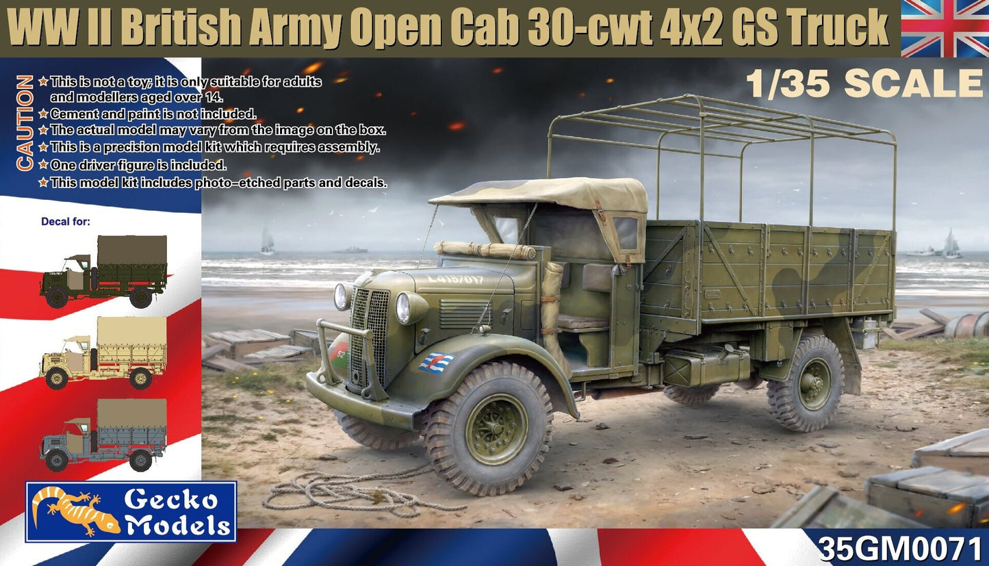 Gecko 1/35 WWII British Army Open Cab 30-cwt 4x2 GS Truck Plastic Model Kit