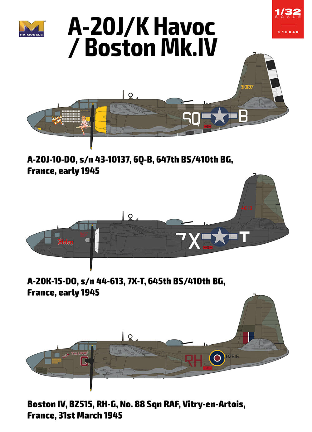 Hong Kong Models 1/32 A20J / K Havoc / Boston IV Plastic Model Kit