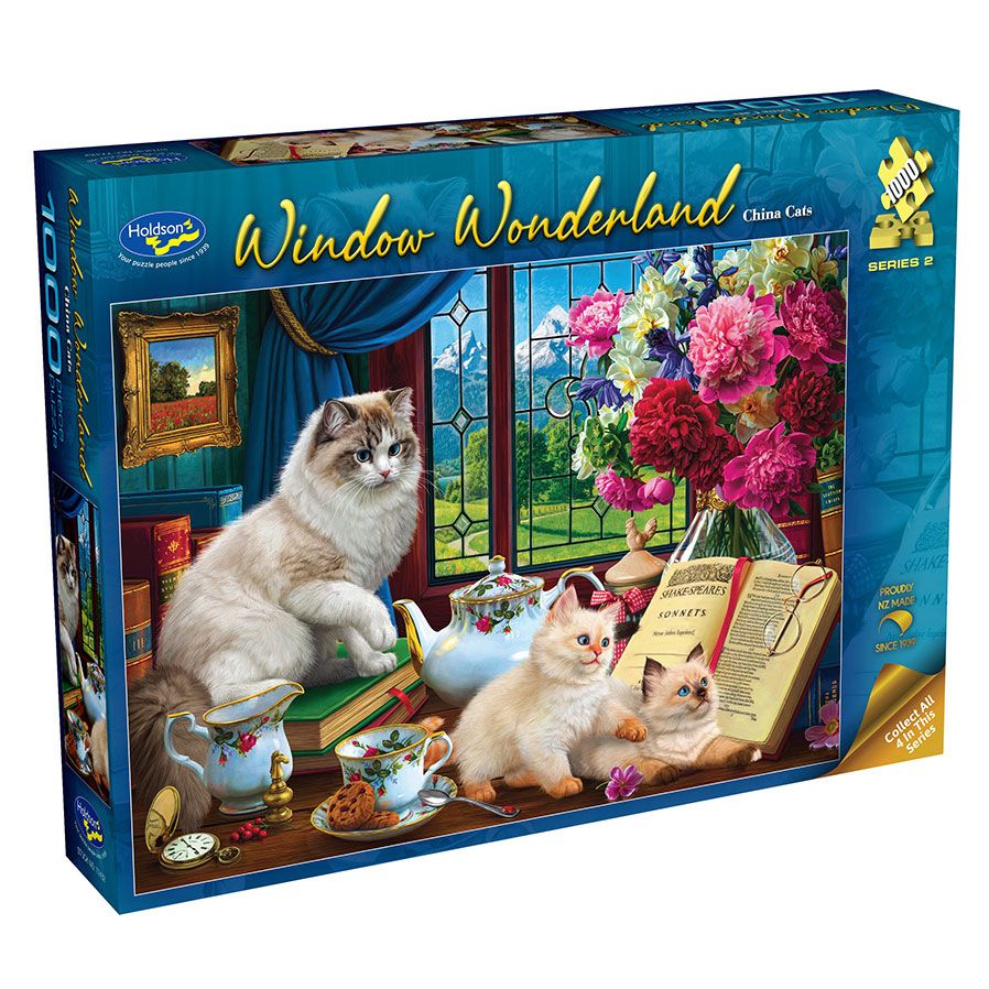Holdson 1000 Piece Jigsaw Puzzle Window Wonderland China Cats Holdson