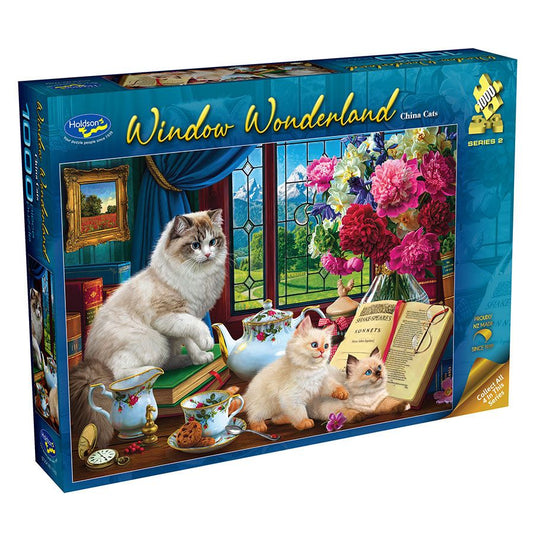 Holdson 1000 Piece Jigsaw Puzzle Window Wonderland China Cats Holdson