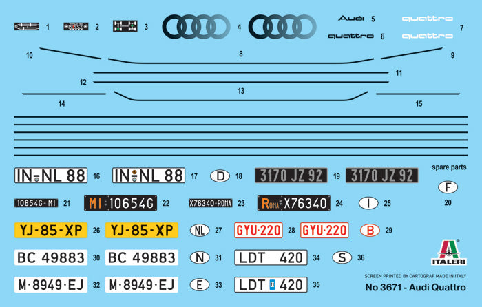 Italeri 1:24 Audi Quattro Plastic Model Kit Italeri