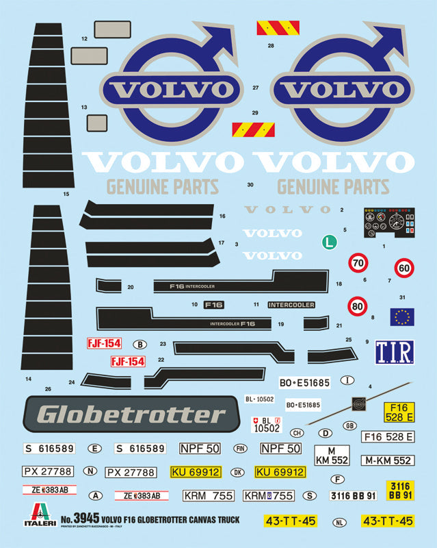 Italeri 1/24 VOLVO F16 Globetrotter Canvas Truck with elevator (taillift) Plastic Model Kit Italeri