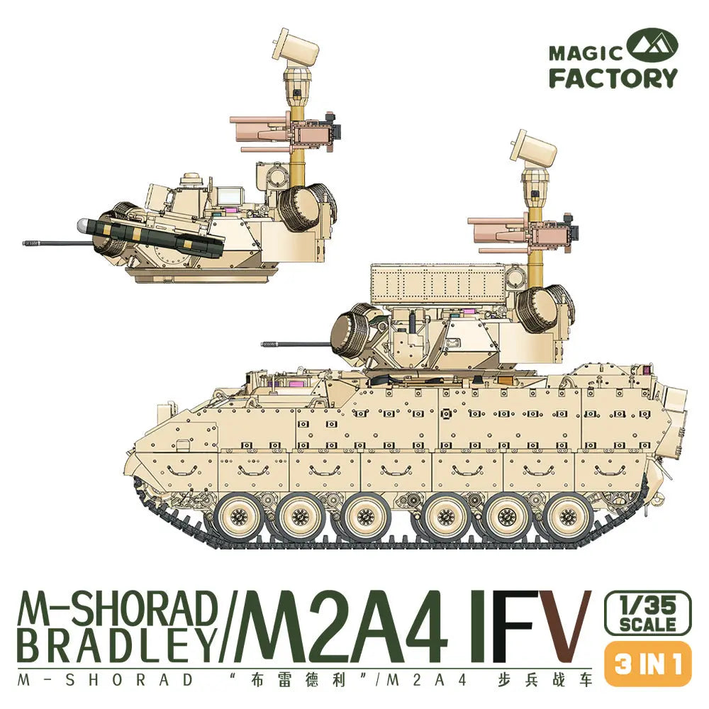 Magic Factory 1/35 1/35 M-Shorad Bradley/M2A4 IFV (3-in-1) Plastic Model Kit