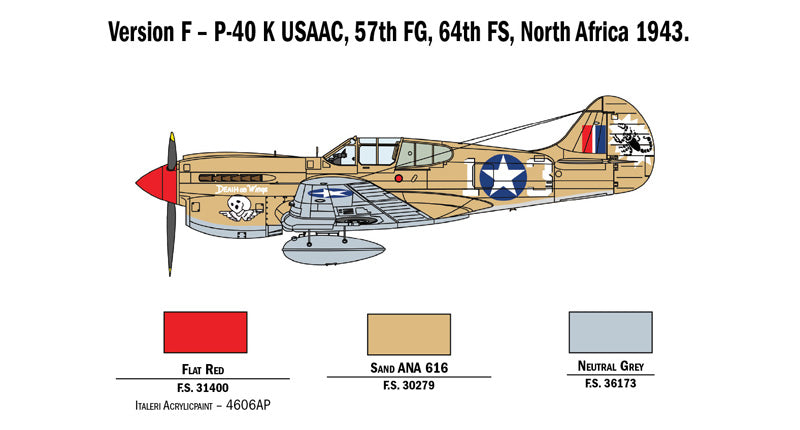 Italeri 1/48 P-40 E/K KITTYHAWK Plastic Model Kit Italeri