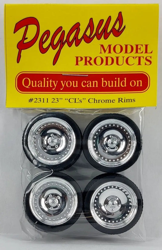Pegasus 1/24 23" "Cl’s" Rims W/Tires Chrome for Scale Models - Franklin Hobbies Ltd