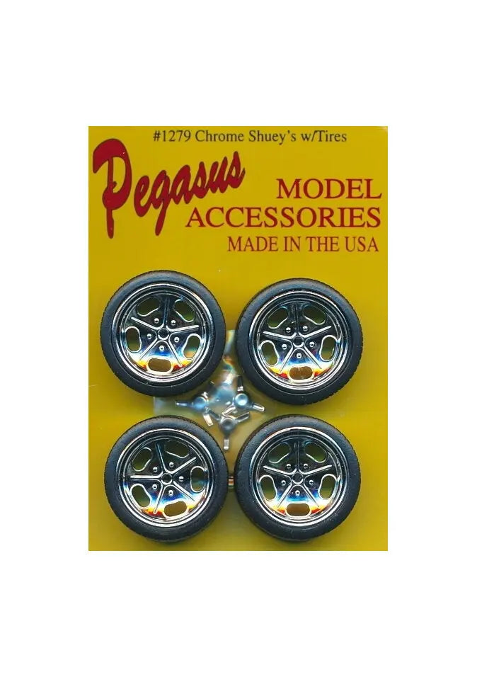 Pegasus 1/24 "Schuey’s" 19" Rims W/Tires Chrome for Scale Models - Franklin Hobbies Ltd