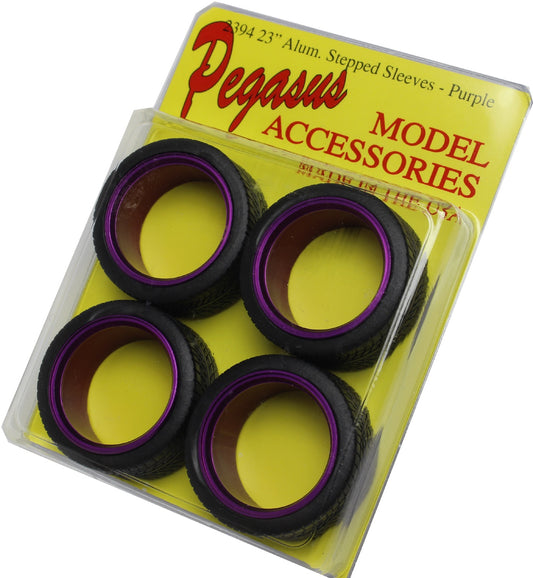 Pegasus 1/24 Sleeves 23" Stepped Alum Polished Purple W/ Tire for Scale Models