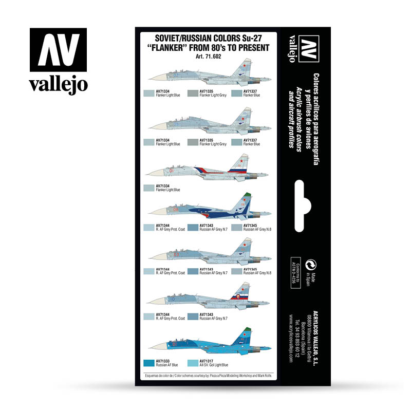Vallejo Model Air Soviet / Russian Su-27 "Flanker" from 80's to present Acrylic Paint Set
