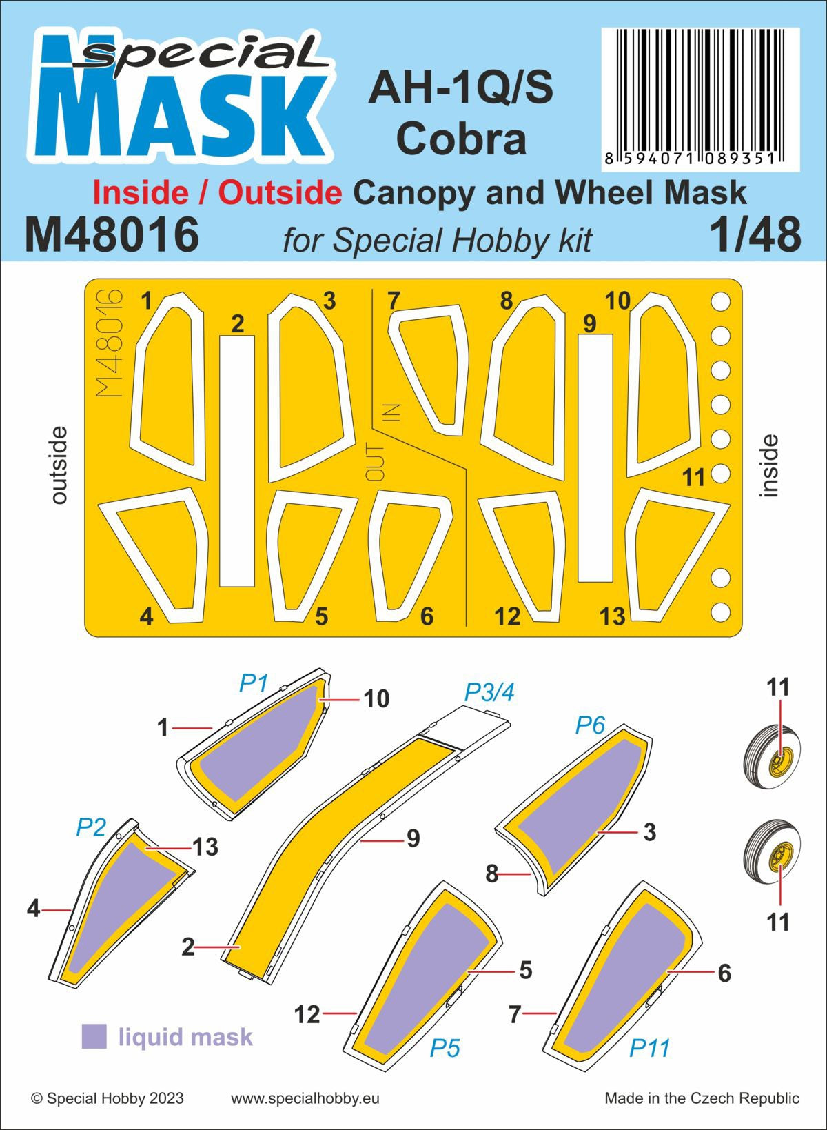 Special Hobby 1/48 AH-1Q/S Cobra Inside/Outside MASK Special Hobby