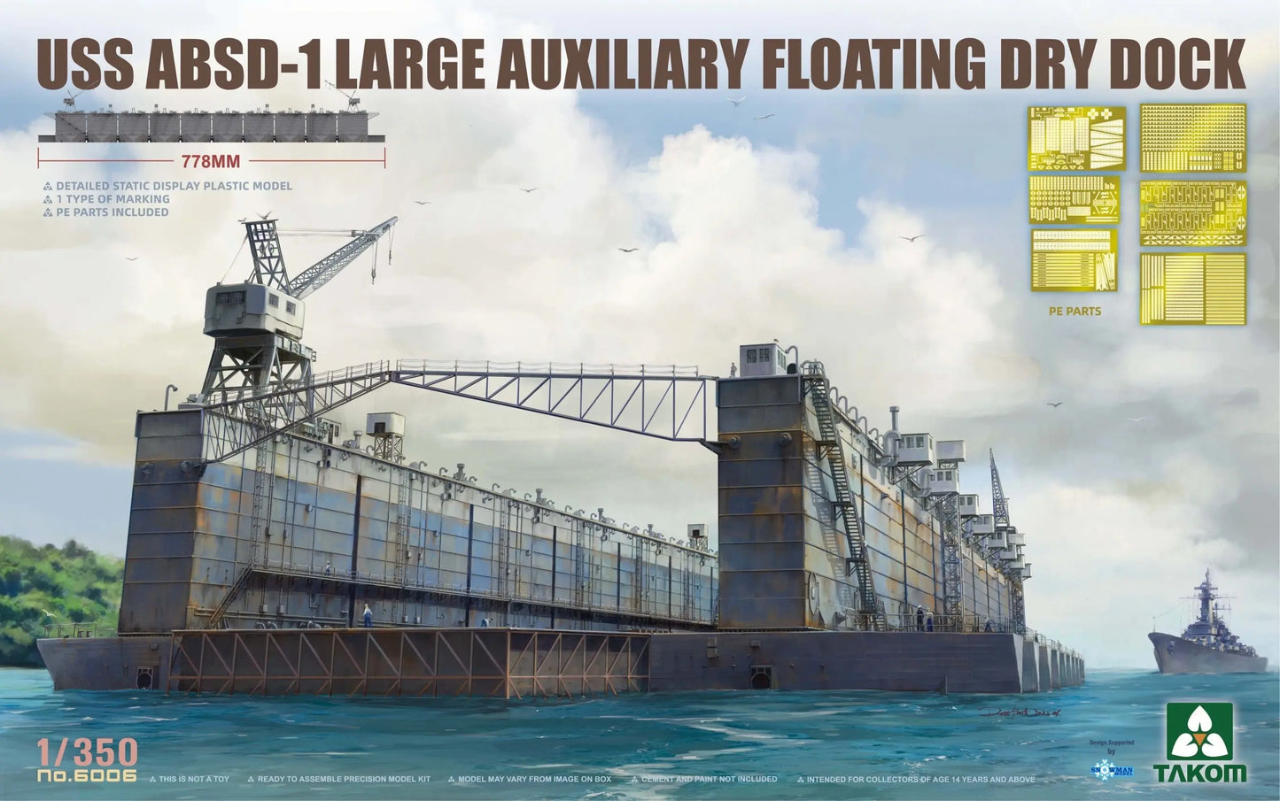 Takom 1/350 USS ABSD-1 Large Auxiliary Floating Dry Dock Plastic Model Kit - Franklin Hobbies Ltd