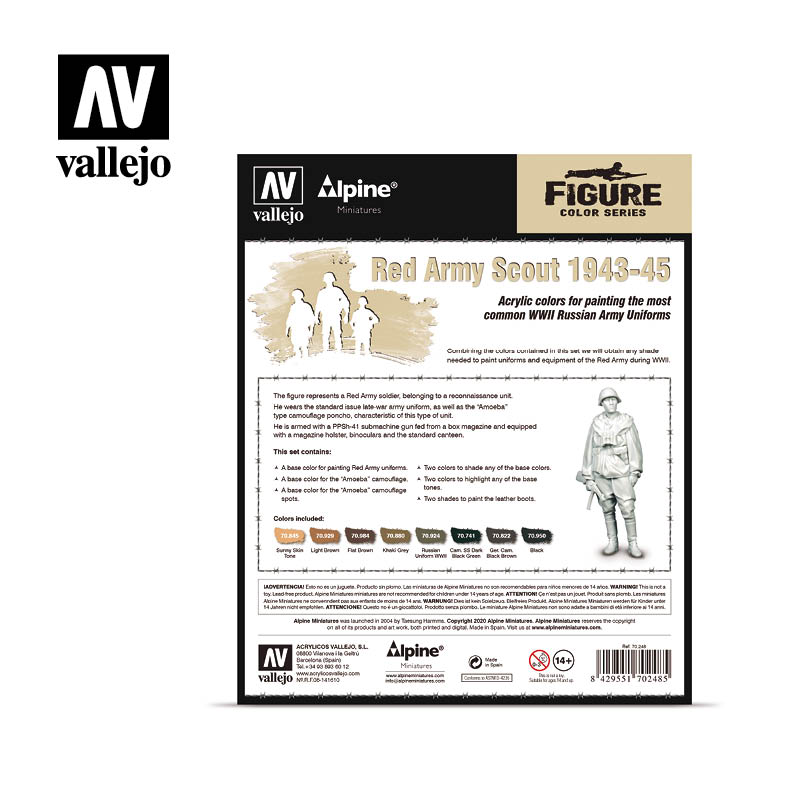Vallejo Model Colour Alpine Red Army Scount 1943-45 Acrylic Paint Set