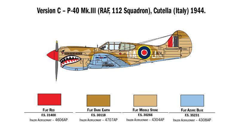 Italeri 1/48 P-40 E/K KITTYHAWK Plastic Model Kit Italeri