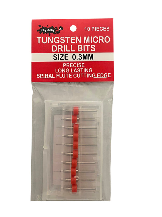 Ickysticky 10 Pce Tungsten Micro Drill Bits 0.3mm