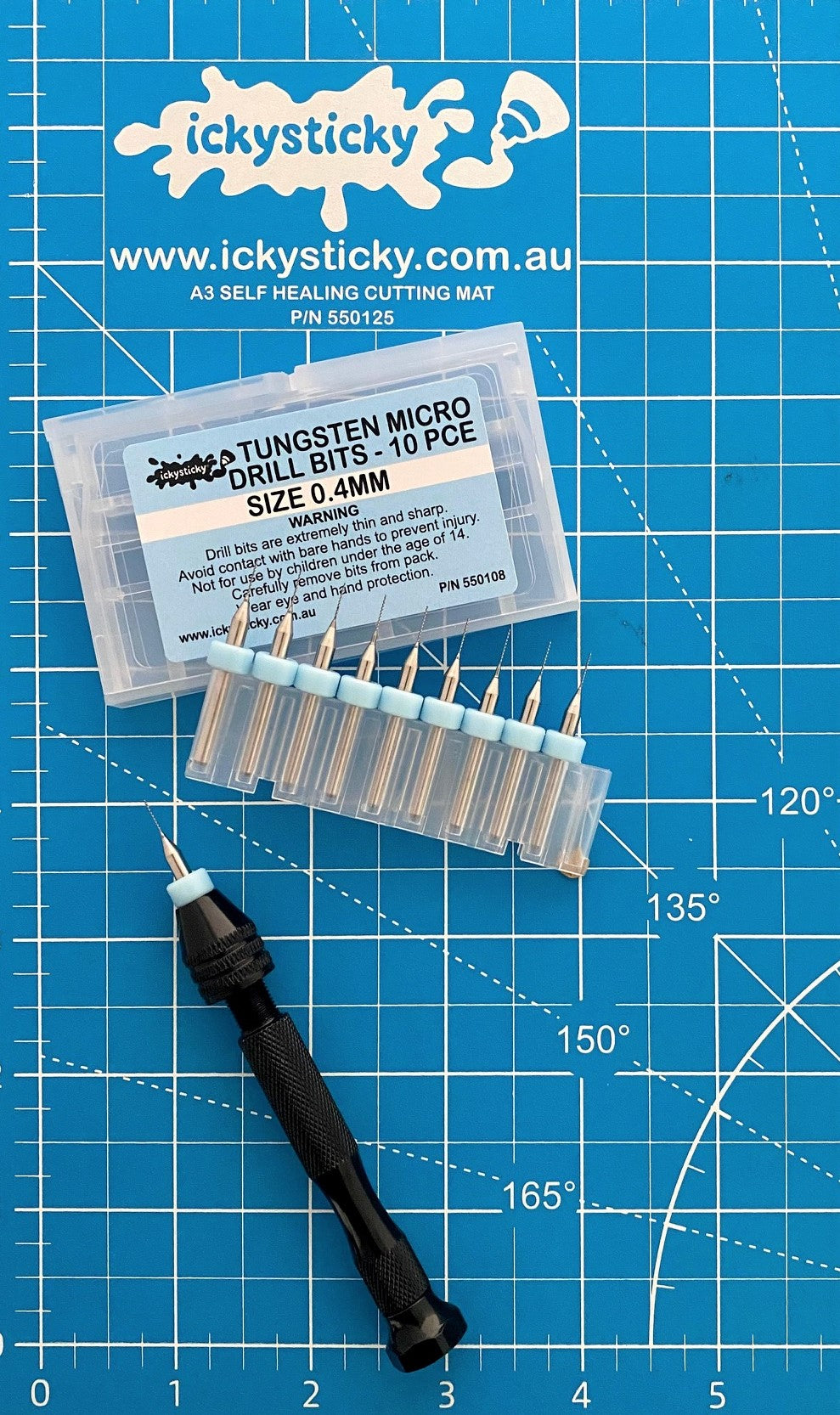 10 Pce Tungsten Micro Drill Bits 0.4mm