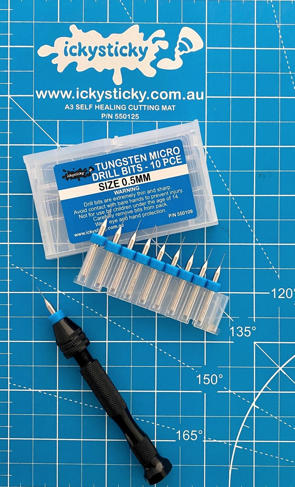 10 Pce Tungsten Micro Drill Bits 0.5mm
