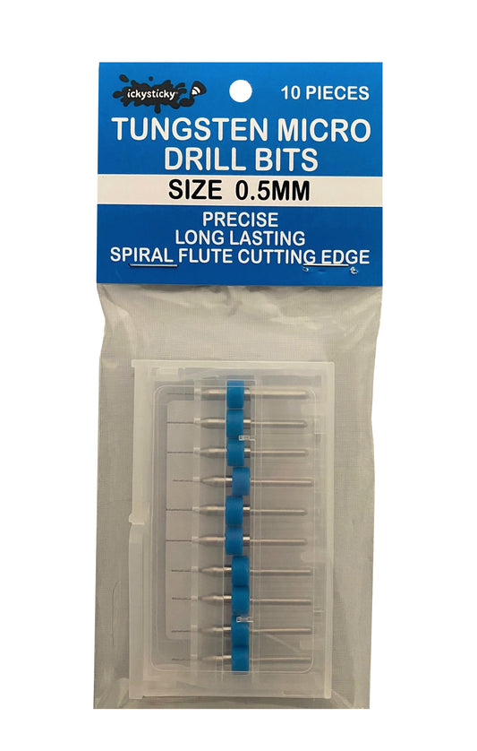Ickysticky 10 Pce Tungsten Micro Drill Bits 0.5mm