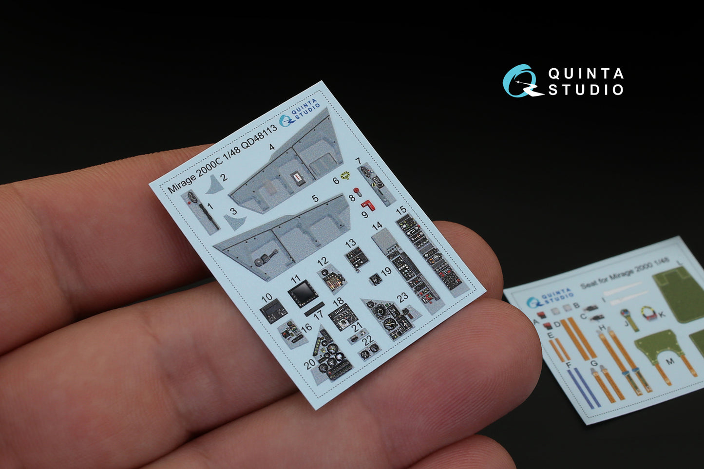 Quinta studio 1:48 Mirage 2000C 3D-Printed & coloured Interior on decal paper (for Kinetic kit)