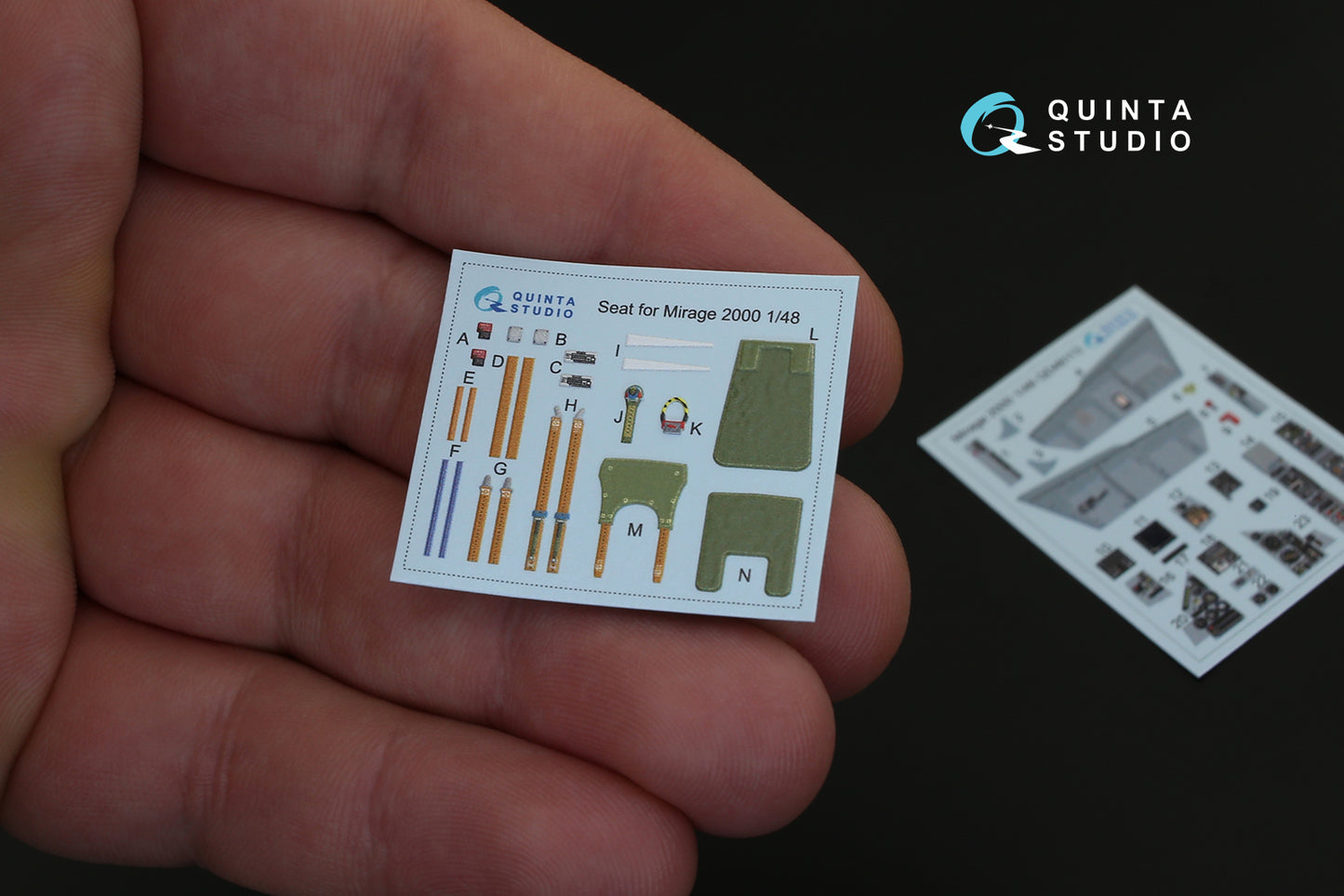 Quinta studio 1:48 Mirage 2000C 3D-Printed & coloured Interior on decal paper (for Kinetic kit)