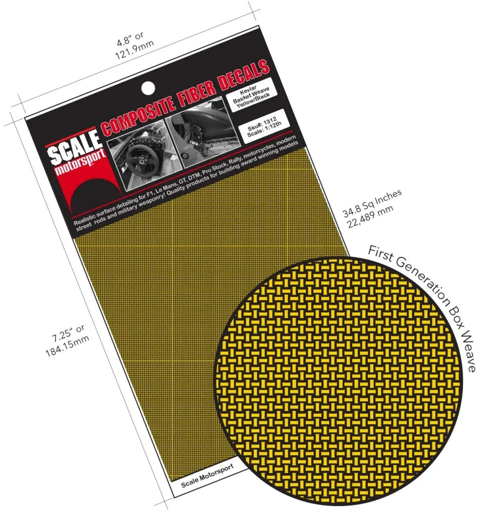 Scale Motorsport 1:12 Kevlar Yellow on Black Decal Scale Motorsport