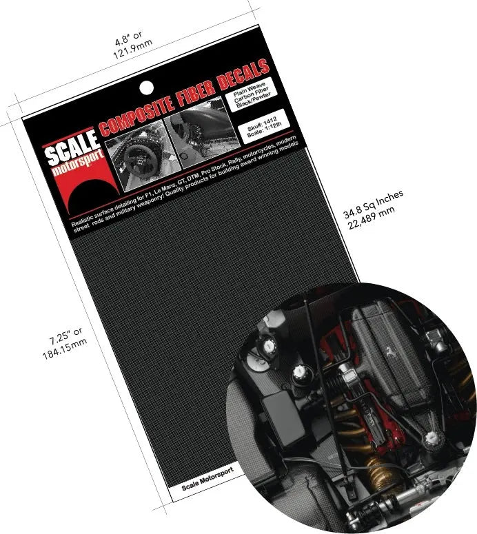 Scale Motorsport 1:24 Carbon Fiber Black on Pewter Plain Weave Scale Motorsport