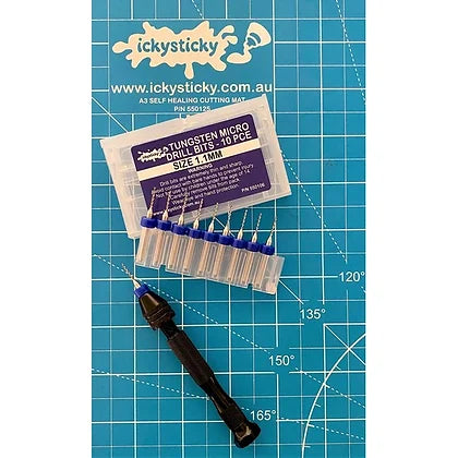 10 Pce Tungsten Micro Drill Bits 1.1mm