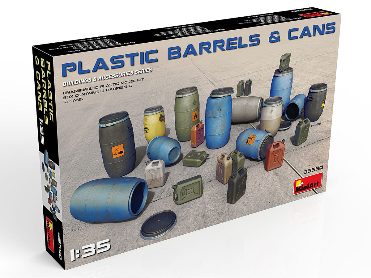 Miniart 1:35 Plastic Barrells & Cans