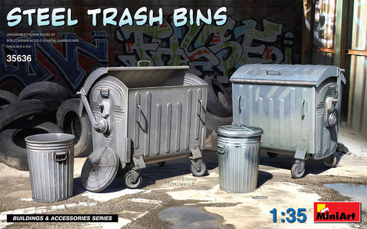 Miniart 1:35 Steel Trash Bins MiniArt