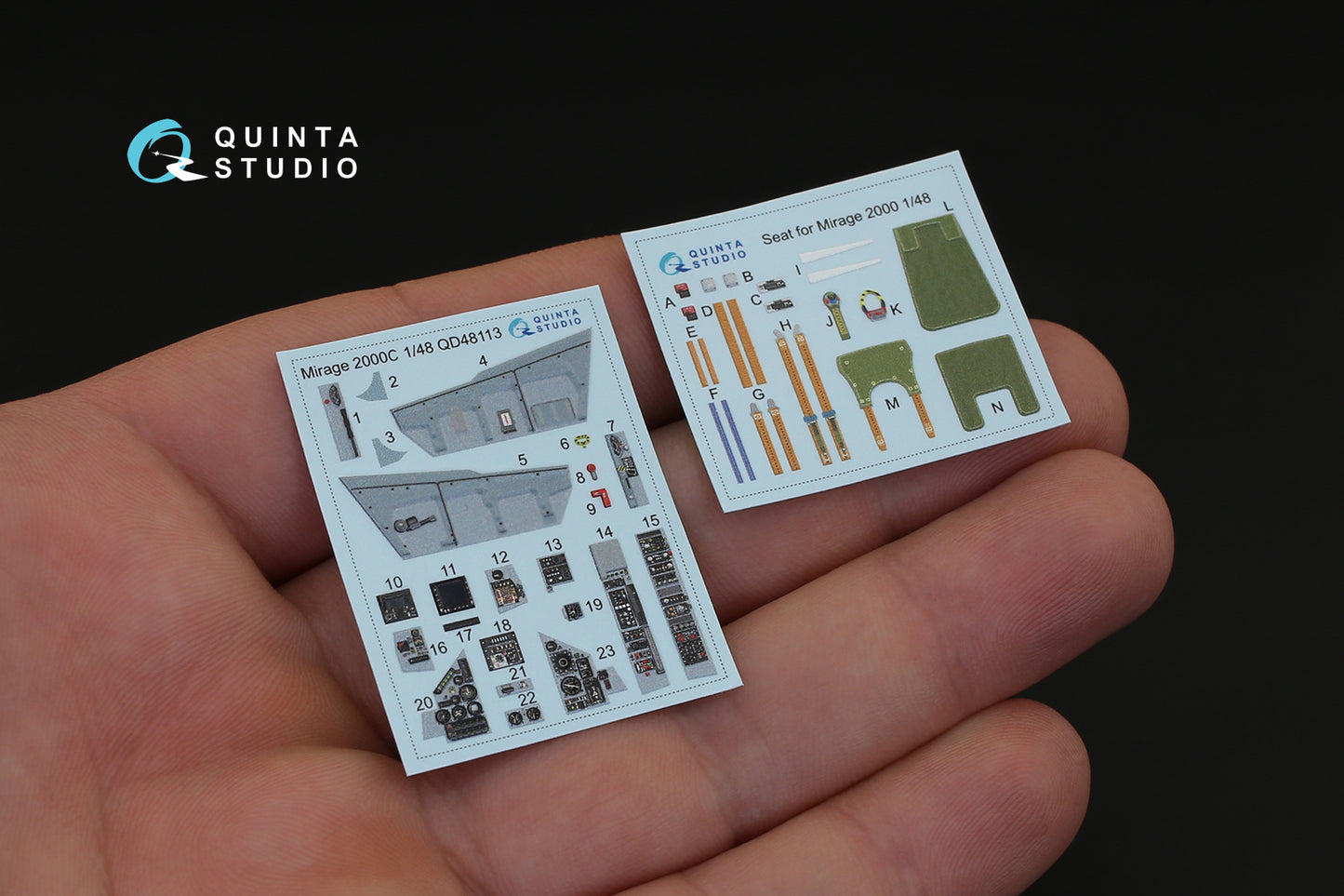 Quinta studio 1:48 Mirage 2000C 3D-Printed & coloured Interior on decal paper (for Kinetic kit)