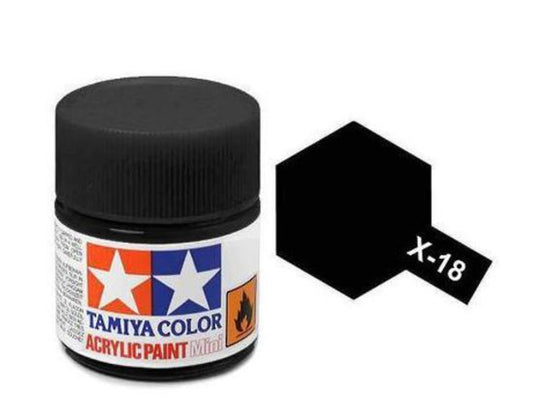 Tamiya Color Acrylic Paint X-18 Semi Gloss Black 10ml
